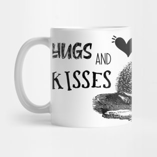 Hugs and Kisses Y'all. Funny Valentine with Hedgehog Mug